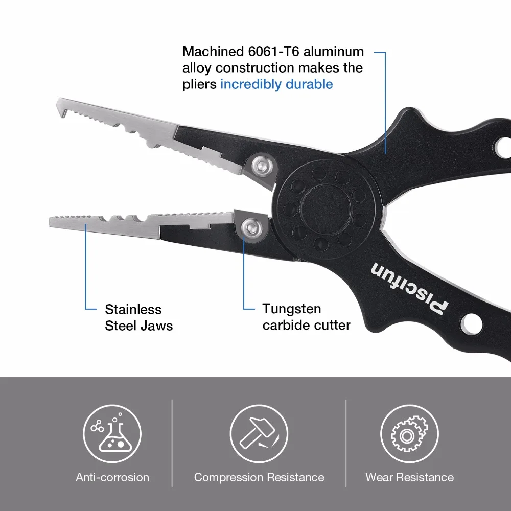 Piscifun 18 см алюминиевые рыболовные плоскогубцы многофункциональные оплетки рыболовные ножницы плоскогубцы для удаления крючков рыболовные инструменты