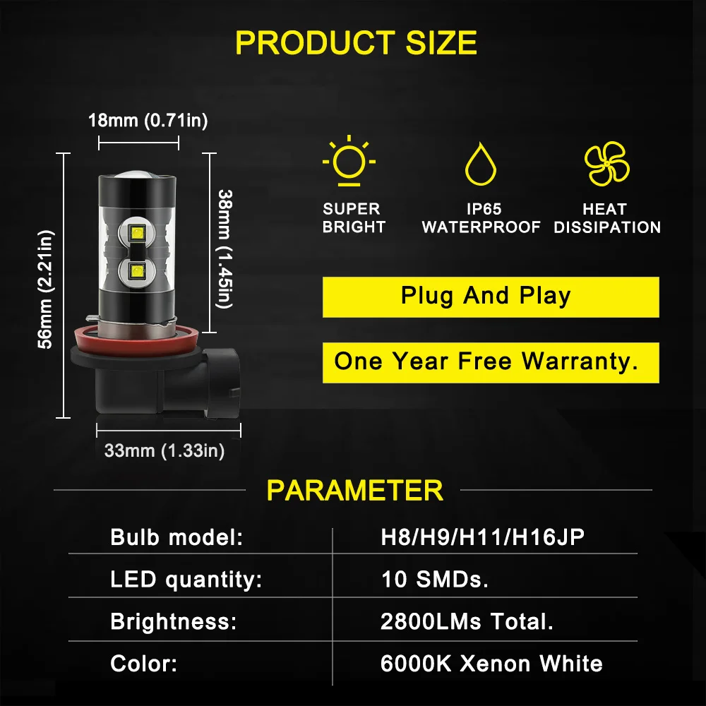 2x PSX24W светодиодный H10 H16 H11 H8 H3 881 880 9006 Противотуманные фары Дневные Фары