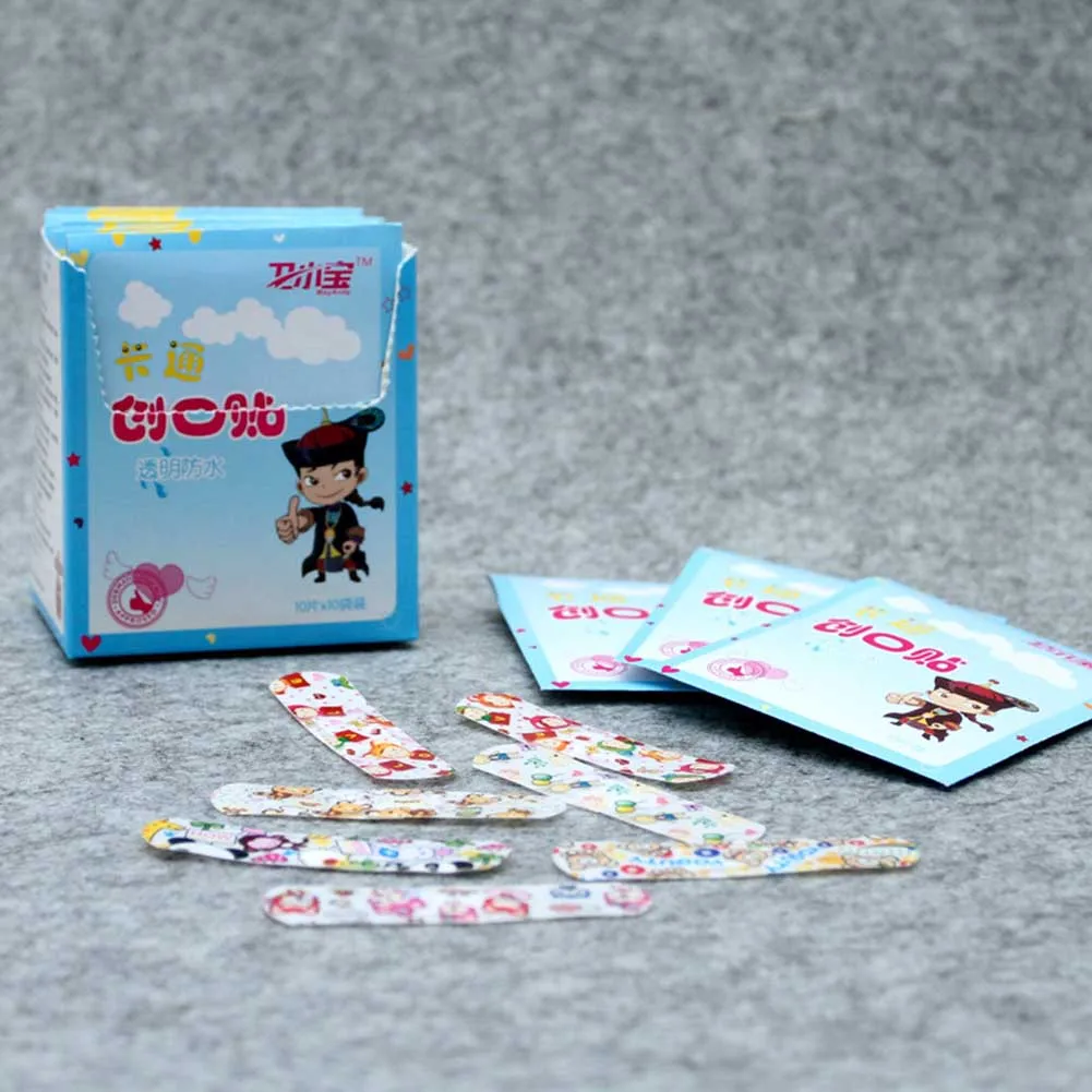 100 шт водонепроницаемый дышащий милый мультфильм группа помощи гомеостатический самоклеющийся бинты аптечка первой помощи комплект для детей