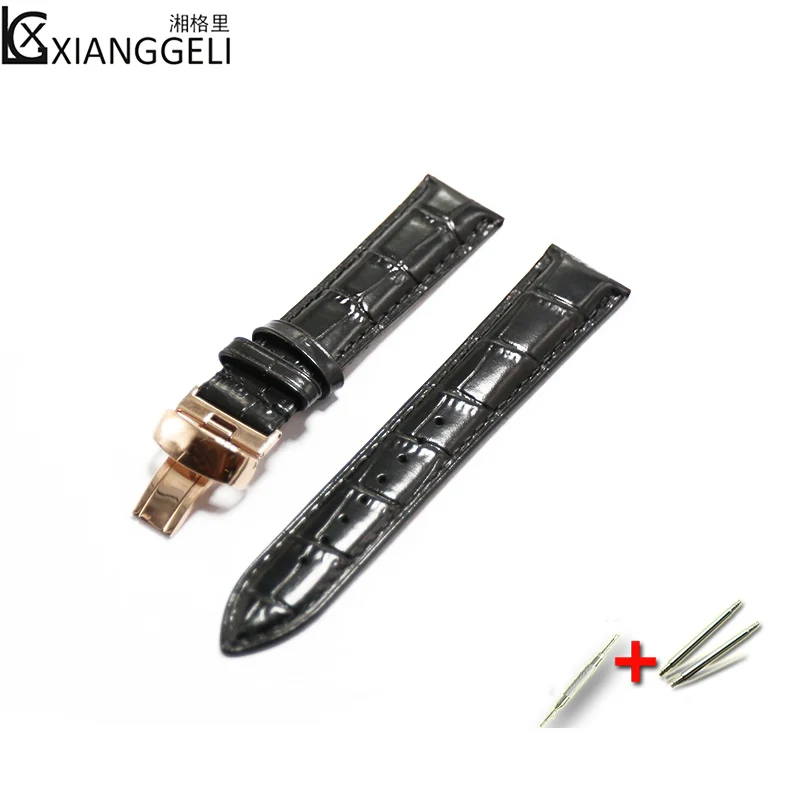 Аксессуары для часов 18mm20mm22mm Mido M-8600M027.407M021 кожаный ремешок серии Бабочка Пряжка для всех типов мужчин и женщин - Цвет ремешка: Black black line