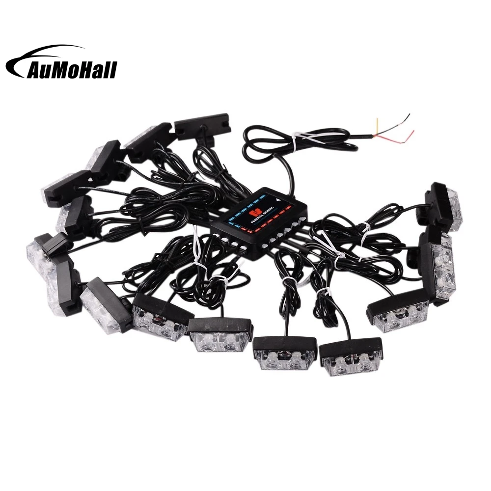 1 Kit LED Red Blue Car Truck Wireless Strobe Emergency Warning Light