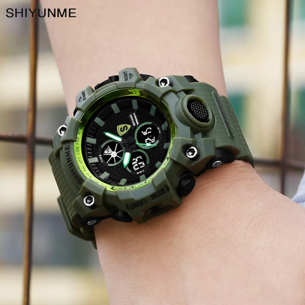 

Men's military watch 50 meters waterproof watch dual display LED digital analog electronic quartz men's watch relogios masculino