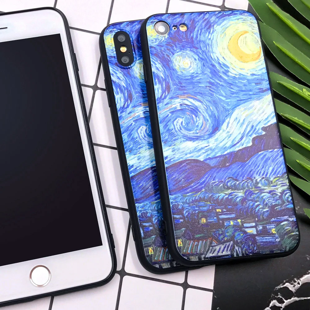 XIX for Funda iPhone X Case 5 5S 6 6S 7 8 Plus X XS Max XR Van Gogh for Cover iPhone 7 Case Soft TPU for Capa iPhone