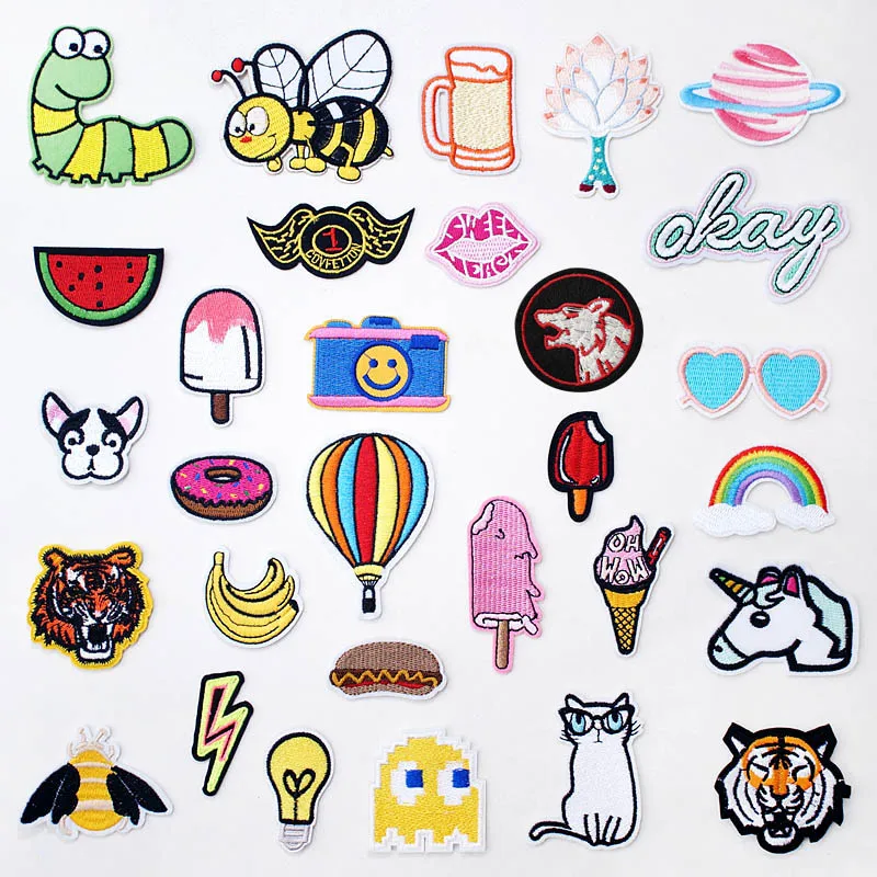 

Lightning Camera Bulb Doughnut Iron On Patch Embroidery Repair Applique Ironing Clothing Sewing Supplies Decorative Patches