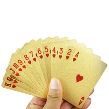 2019 une plate-forme feuille d'or Poker Euros/Dollar Style cartes à jouer de Poker en plastique cartes imperméables jeux de société accessoires de jeu(China)