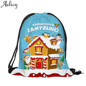 

Aelicy 2018 Hot New Fashion Light High Quality Women Men Merry Christmas Printed Bags Backpack Candy Gift Bag Bundle Pocket