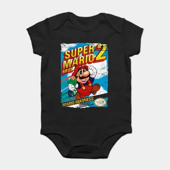 

Baby Onesie Baby Bodysuits kid t shirt Printed Cotton SUPER MARIO BROS 2 NES COVER Short-Sleeve