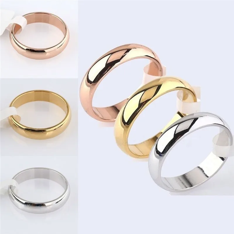 

Gold/Silver/Rose Gold Wedding Bands Ring for Women Men Jewelry 4.5mm Engagement Ring Anniversary Gift