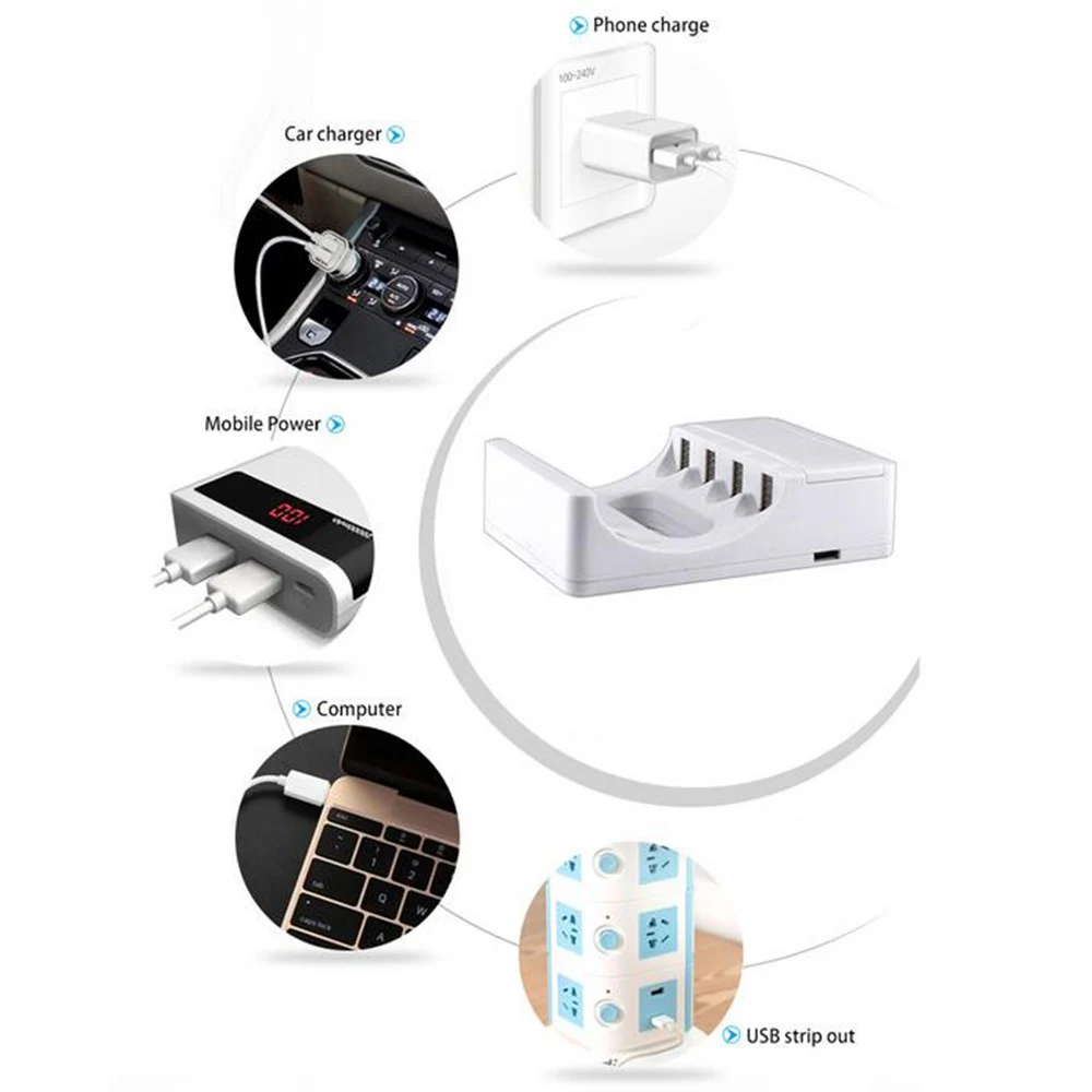 Интеллектуальное 4 слота умное зарядное устройство перезаряжаемое USB зарядное устройство для никель-металл-гидридных аккумуляторов AA/AAA