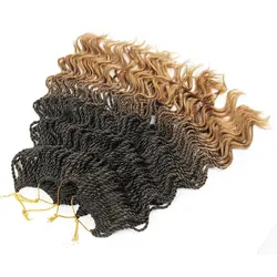 Faux locs Curly Сенегальские вьющиеся волосы 14 дюймов 35 прядей/упаковка Синтетические плетение волос кроше с Омбре волос