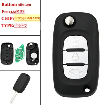 

New 3 Buttons remote key 433MHz PCF7961M for Renault Symbol Megane3 Captur Kadjar 2013 2014 2015 2016 2017