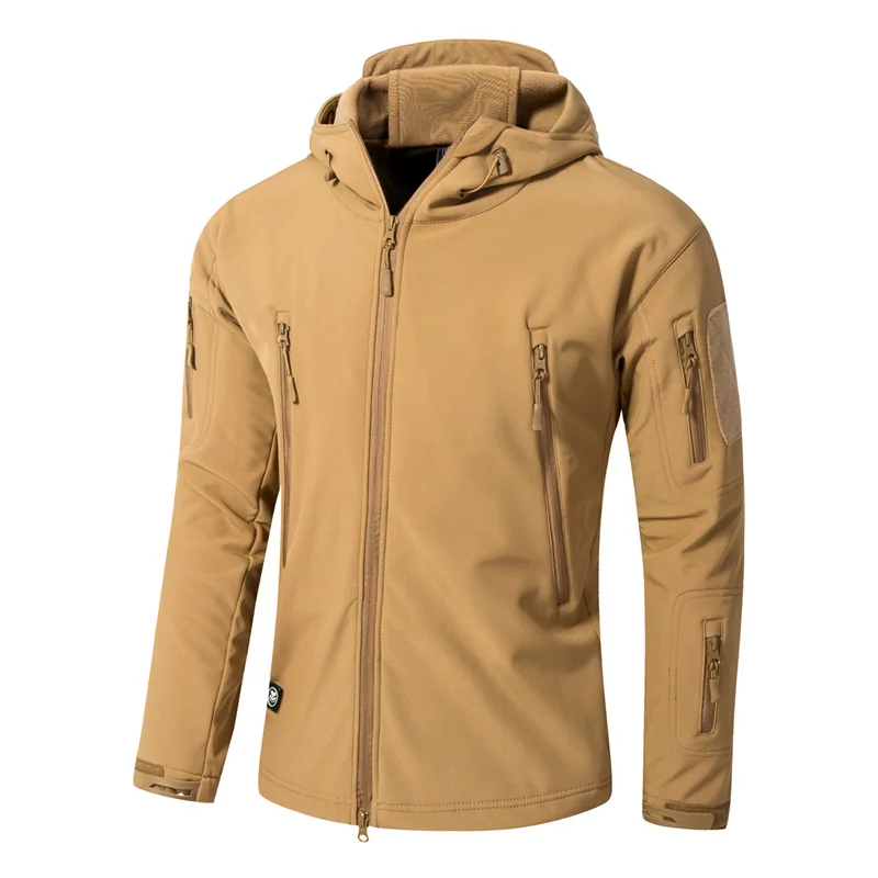 5XL Военная тактическая куртка мужская зимняя мягкая оболочка камуфляжная ветровка тактическая куртка мужская водонепроницаемая флисовая wo мужская одежда - Цвет: Yellow Brown