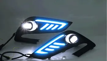

eOsuns led drl daytime running light +lens for Buick Encore 2016-2017 with yellow turn signals and blue night running light
