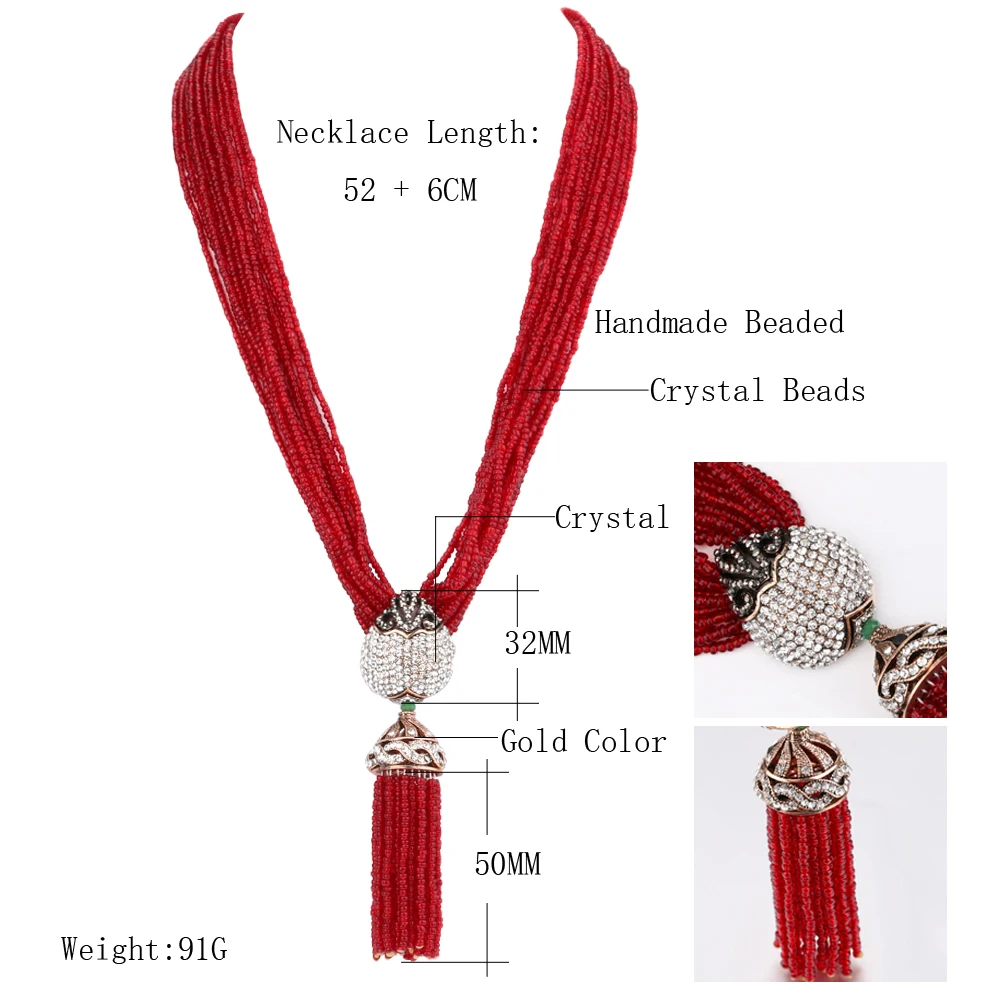 Kinel женские богемные Подвески с кисточками, чокеры, ожерелье, красные хрустальные бусины, многослойное ожерелье с полудрагоценными камнями, ювелирные изделия