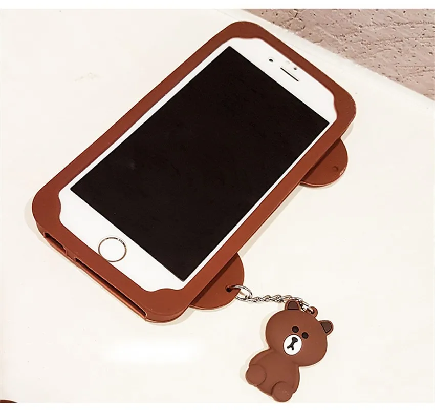 Lindo de dibujos animados coreano Capa caso 3D oso de peluche Coque suave funda de silicona para teléfono para iPhone 7 7X8 Plus 5 5S SE 6 6 s 6 Plus funda Fundas