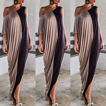 

Fashion 2017 Women Casual Patchwork Loose Maxi Dress New Ladies Evening Party Dress Beach Dresses Sundress