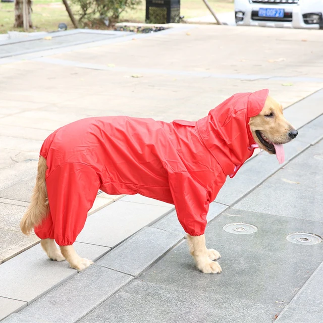 Large Dog Raincoat Big Dog Clothes Jumpsuit Rain Jacket Golden