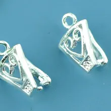 Медные зажимы для подвесок и застежки, посеребренные 12 мм(4/") х 8 мм(3/8"), 2 шт