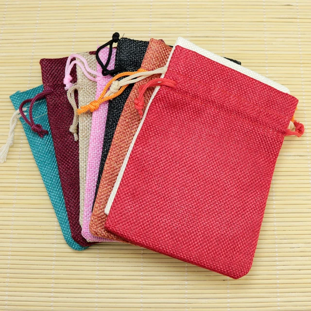 10 14cm 100pcs Mixed Colors Linen Jute Bag Drawstring Necklace 10 14cm 100pcs Mixed Colors Linen Jute Bag Drawstring Necklace Jewelry Package Small Gift
