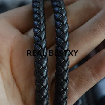 

REAL BESTXY 5m/lot 7mm black leather cords for bracelets making leather strips leather cords for DIY leather jewelry bracelets