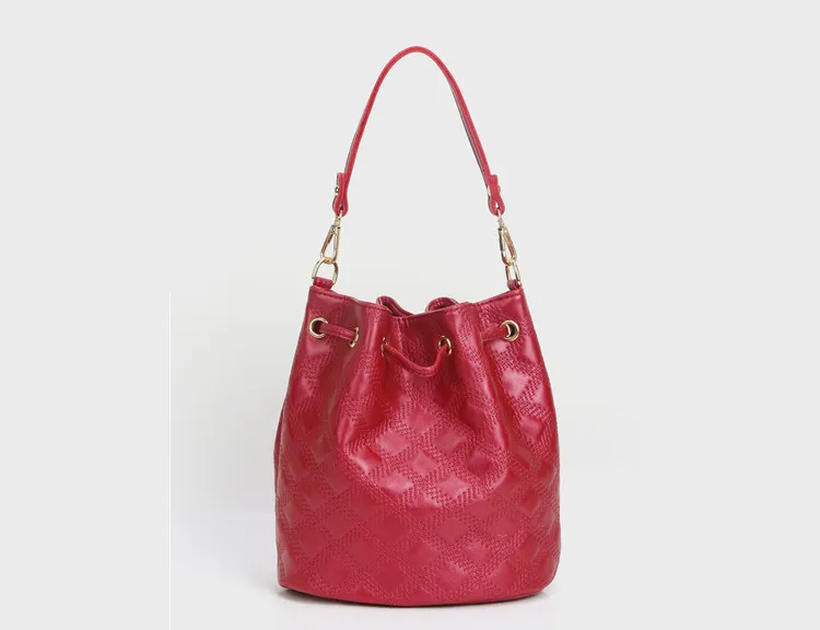 Micom Fashion Leather Drawstring Bucket Bag Women Vintage Tassel Messenger Ladies Handbags Crossbody Thread Shoulder Bags bao (5)