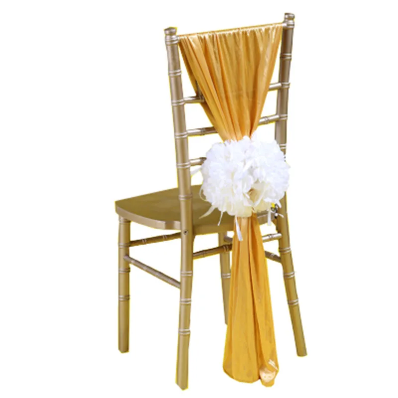 100PCS/Lot 5 Colors Wedding Decoration Chair Satin Sashes With Flowers