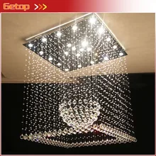 Best Price Square K9 Crystal Chandelier Living Room Restaurant Ball Crystal Ceiling Lamp LED Lighting Fixtrue cristal pendentes