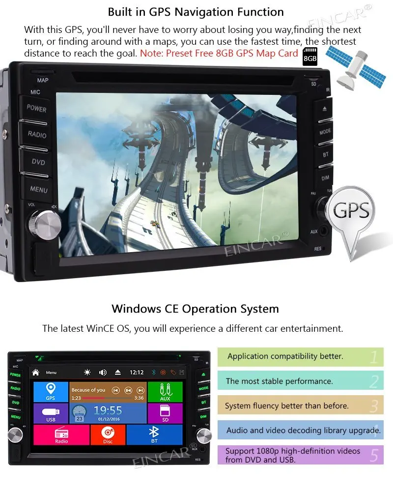 Perfect 2 Din Car GPS Navigation Stereo DVD CD Bluetooth GPS Radio Entertainment support USB SD AUX 1080P 8G gps Card Rear View Camera 5 Perfect 2 Din Car GPS Navigation Stereo DVD CD Bluetooth GPS Radio Entertainment support USB SD AUX 1080P 8G gps Card Rear View Camera 5