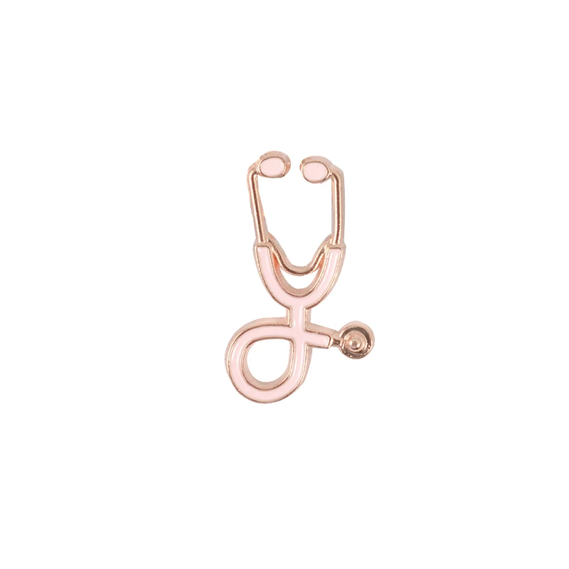 Qihe ювелирные изделия заколка в виде стетоскопа 8 цветов на выбор, брошь медсестры, значки доктора, медицинские ювелирные изделия, стажер, доктор, студенческий подарки врача - Окраска металла: pink-gold