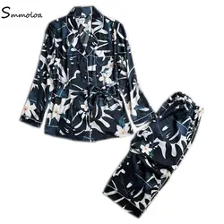 Smmoloa весна лето женские атласные пижамы Европейский стиль оптовая продажа атласные пижамы