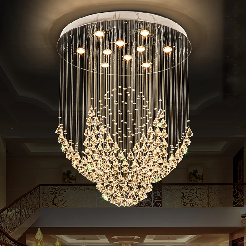 

LED Crystal Chandelier Lights Fixture K9 Crystal Round Flower Chandeliers Home Indoor Lighting Hotel Lobby Crystal Drop Light