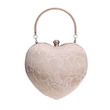 Вечерняя Сумка-клатч женские сумки модные персиковые кружевные свадебные клатчи с сердцем сумочка вечерние клатч; сумочка на цепочке сумка через плечо 13
