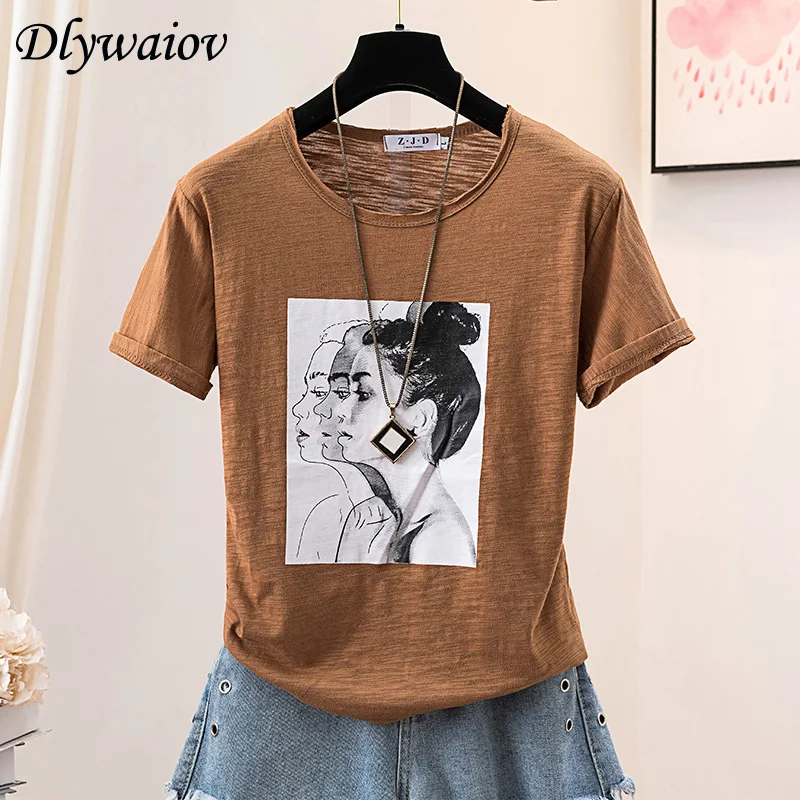 

Creative Head T-shirt Women Top print Short sleeve Tee Shirt Female 2019 Korean O Neck Tshirt Femme Shirt Casual Summer New Tops