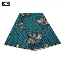 ACI Зеленый Африканский Воск печатает Ткань 6 ярдов/шт Горячая Tissu воск африканская Анкара ткань полиэстер нигерийский воск дизайн
