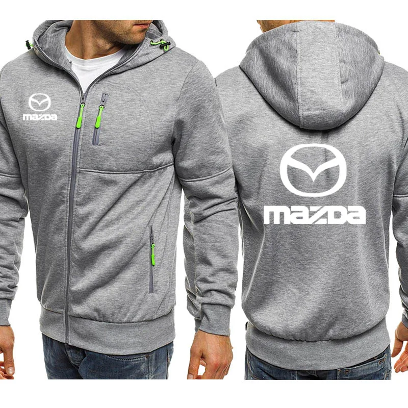  Hoodies Men Mazda Car Logo Print Casual Hip Hop Harajuku Long Sleeve Hooded Sweatshirts Mens zipper