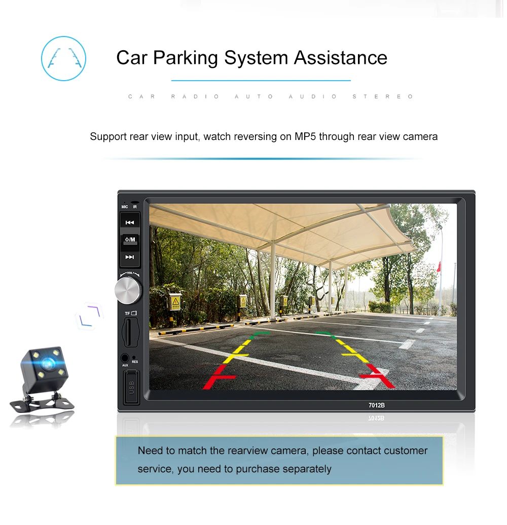 Автомобильная стереосистема Bluetooth Радио автомобильный аудио HD 7 дюймов 2 DIN Авторадио с сенсорным экраном громкой связи Поддержка камеры заднего вида плеер головное устройство