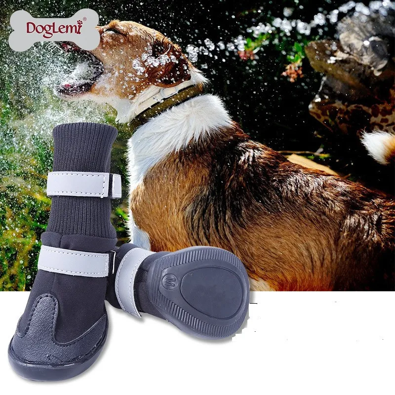 Спортивная обувь из искусственной кожи для больших собак; зимние водонепроницаемые ботинки martin для собак и щенков; нескользящий собачий ошейник для золотистого ретривера питбуля; непромокаемая обувь