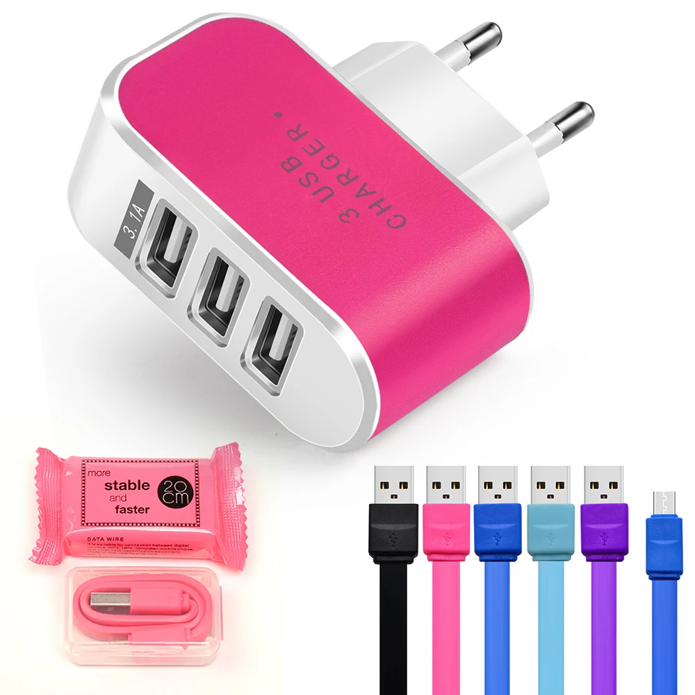 3 Port Quick USB Charger Universal Mobile Phone Charger for Samsung