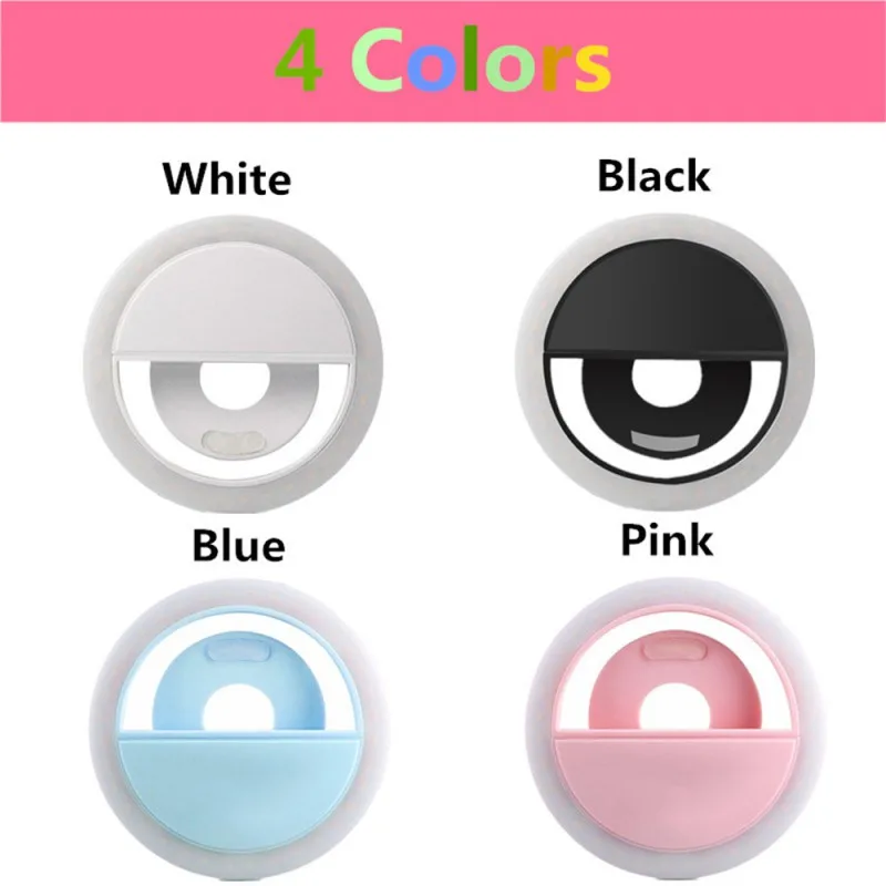 Selfie LED Sefie Flash Ring Lens Flash Round Mobile Phone Fill Light Photography Fill Light Can Clip for iPhone X XR Samsung P30
