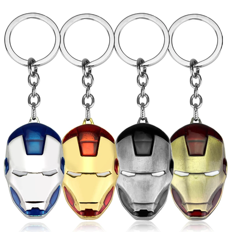 Movie Superhero los Vengadores Iron Man máscara Metal llavero llaveros colgante accesorios cadena dominante chaveiro llaveros para los Fans