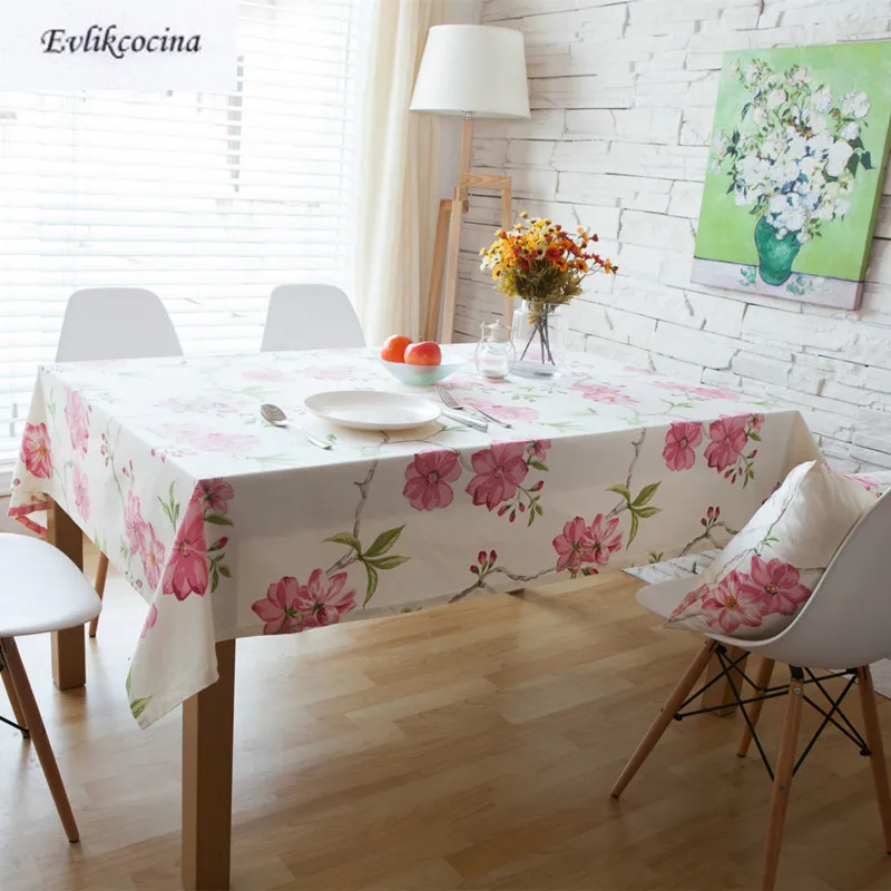 

Free Shipping American Rural Rose Table Cloth Cotton Linen Lace Tablecloth Dining Table Cover Kitchen Home Decor Mantel Mesa