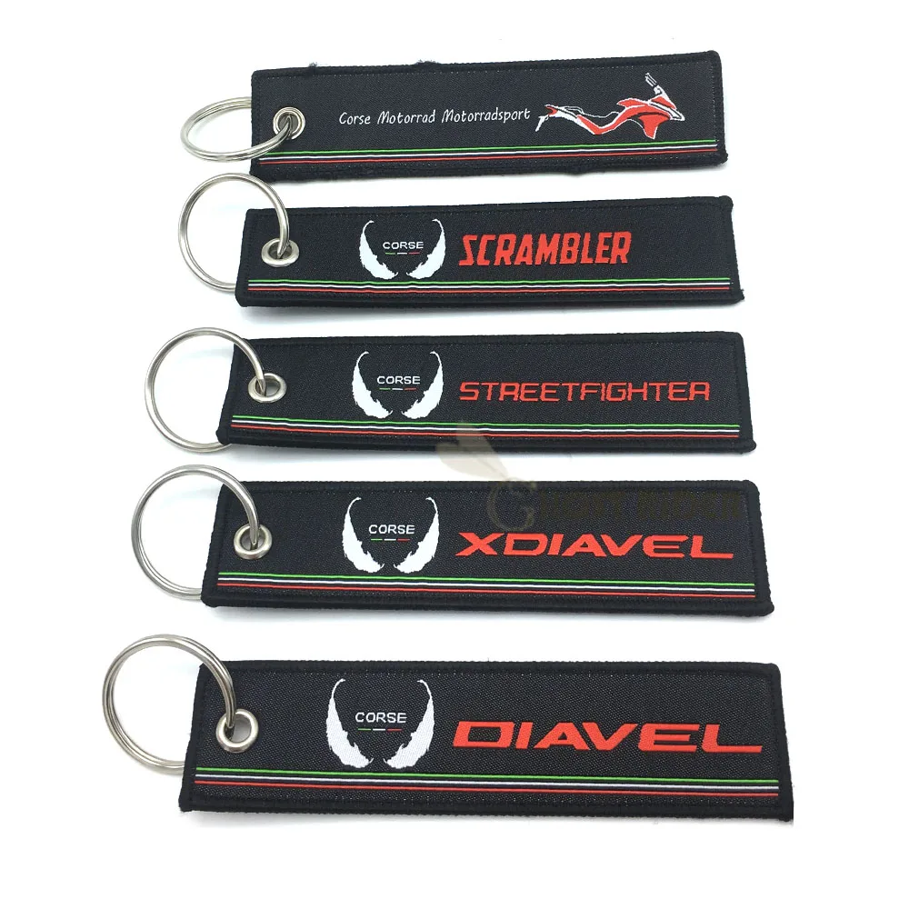 

For Ducati Scrambler Streetfighter XDiavel Diavel Motorcycle Embroidery Key Holder Chain Collection Keychain