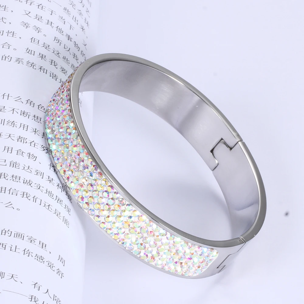 Женский браслет из нержавеющей стали с кристаллами|jewelry rack|bangle setbangle bracelet |