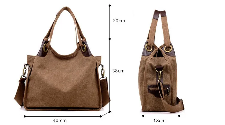 MJ Women's Canvas Handbags High Quality Female Canvas Totes Casual Shoulder Bags Large Travel Bag Ladies Solid Crossbody Bags (2)