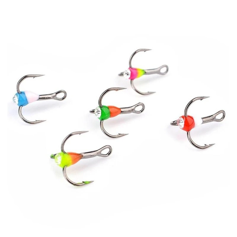 

5PCS 12# Winter ice Fishing Treble Hook High Carbon Steel Fishing Tackle Tools(Random Color)