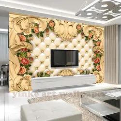 Пользовательские 3D фото стена Бумага Европа кадр Роскошные розы из мягкой кожи Постельные принадлежности раскладывающийся диван фон