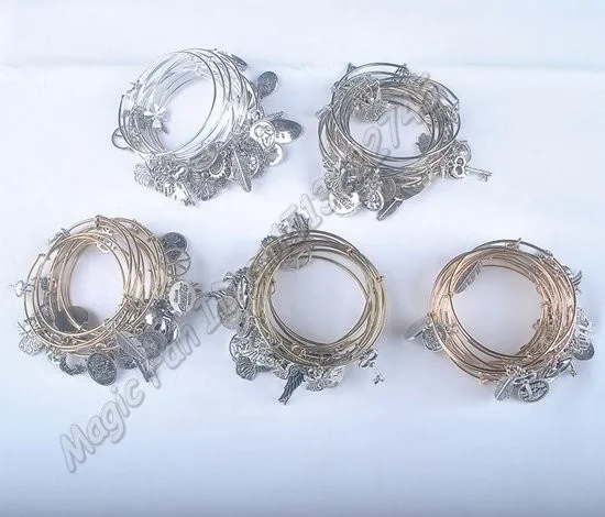 5 шт. позолоченный серебряный браслет Новейшие женские модные шармы из металлических сплавов регулируемые расширяемые браслеты