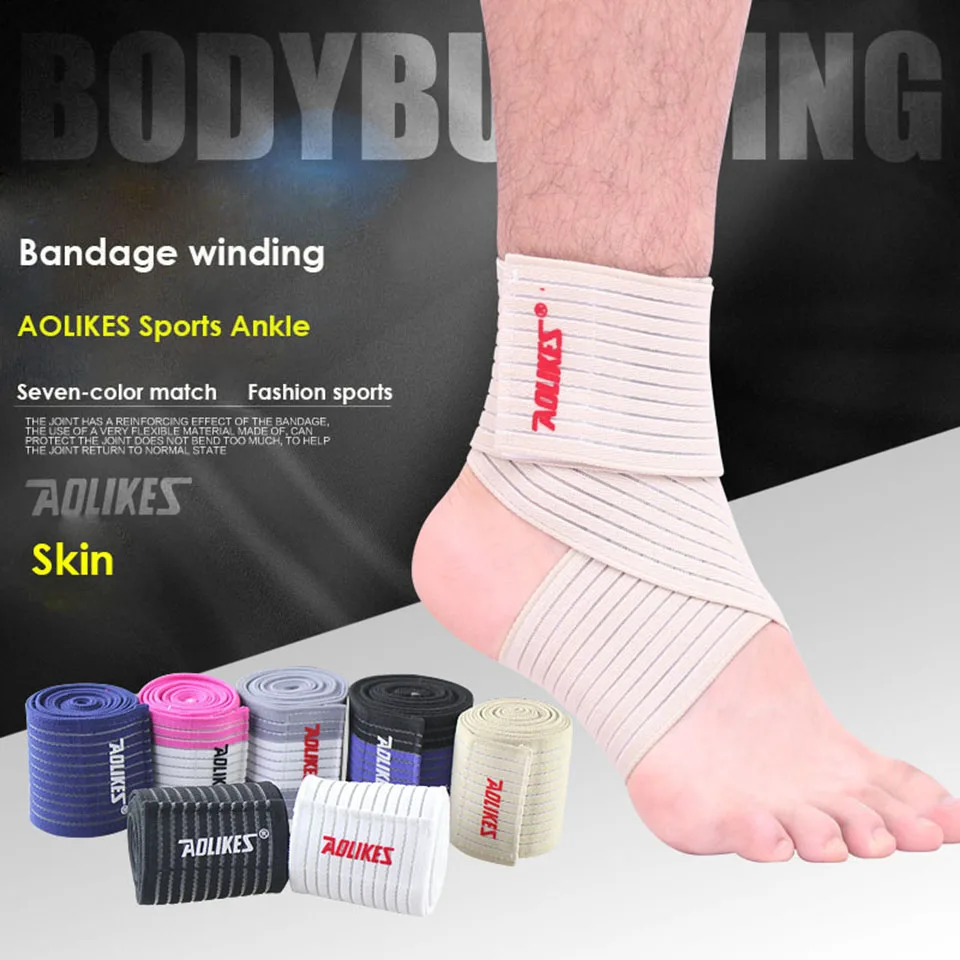 AOLIKES 1 шт. 70 см поддержка лодыжки спирально повязка на рану Волейбол Баскетбол лодыжки Orotection регулируемые эластичные ленты - Цвет: Skin