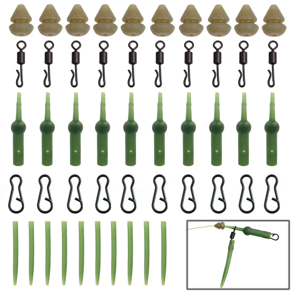 50Pcs/Set Carp Fishing Tackle Kit With Tapered Tail Helicopter Chod Rig Buffer Anti Tangle Sleeves Swivels Lead Clips Slide Rigs 50Pcs/Set Carp Fishing Tackle Kit With Tapered Tail Helicopter Chod Rig Buffer Anti Tangle Sleeves Swivels Lead Clips Slide Rigs