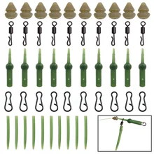 50Pcs/Set Carp Fishing Tackle Kit With Tapered Tail Helicopter Chod Rig Buffer Anti Tangle Sleeves Swivels Lead Clips Slide Rigs